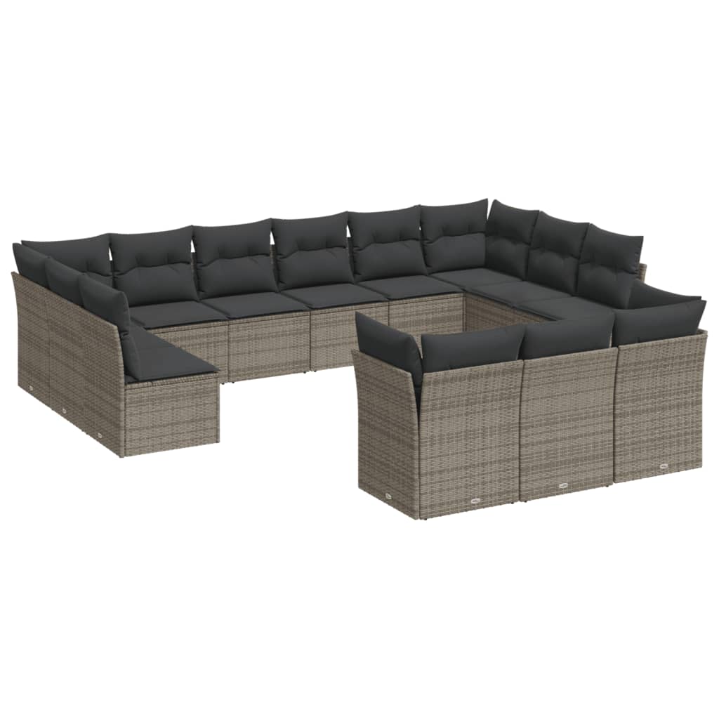 13 részes szürke polyrattan kerti ülőgarnitúra párnákkal