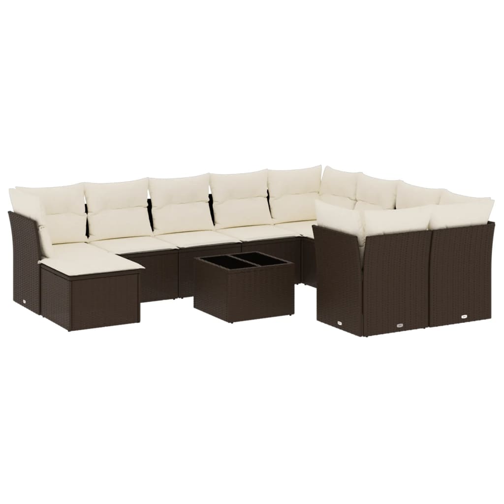 11 részes barna polyrattan kerti ülőgarnitúra párnákkal