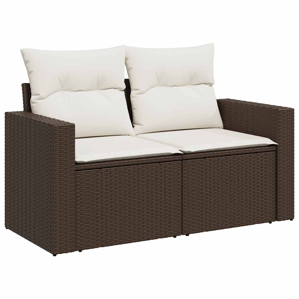 10 részes barna polyrattan kerti ülőgarnitúra párnákkal