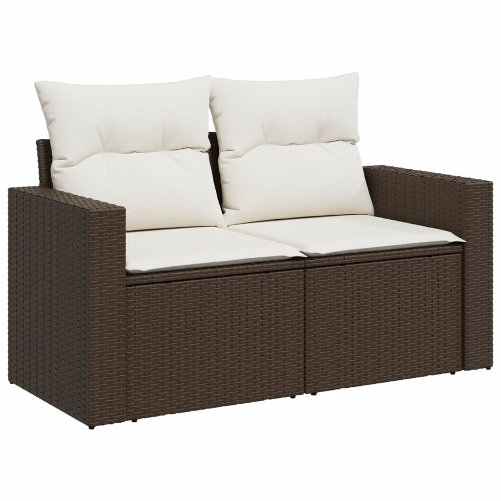 11 részes barna polyrattan kerti ülőgarnitúra párnákkal