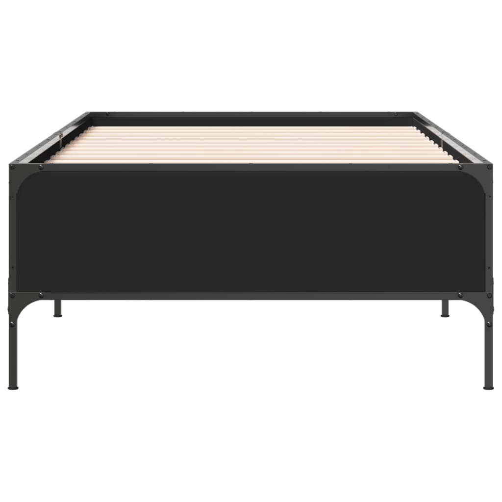 fekete szerelt fa és fém ágykeret 100 x 200 cm
