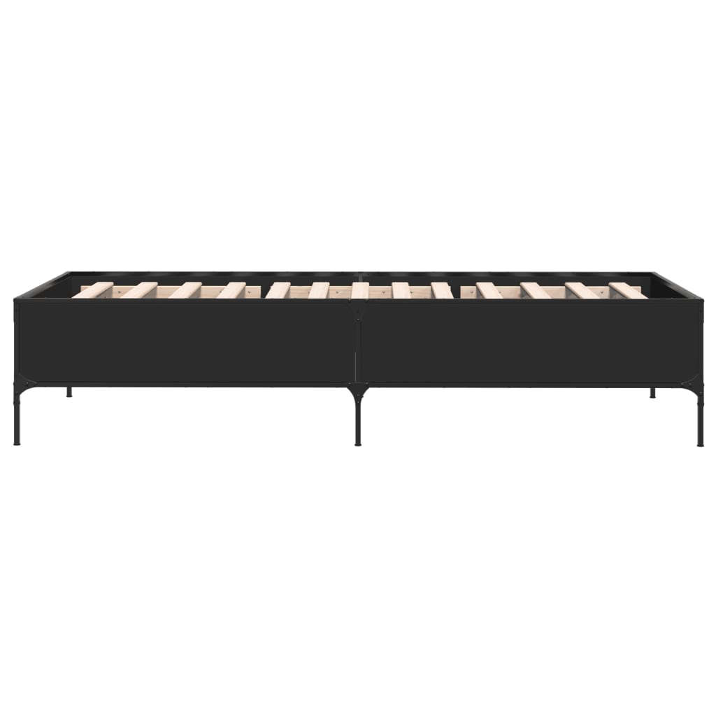 fekete szerelt fa és fém ágykeret 100 x 200 cm
