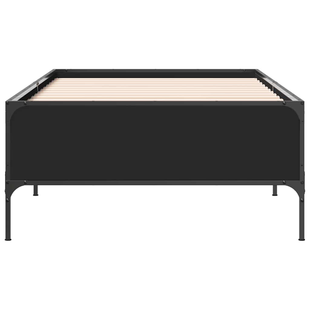 fekete szerelt fa és fém ágykeret 90 x 200 cm