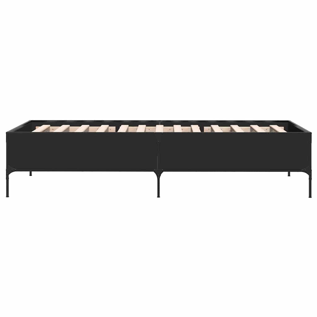 fekete szerelt fa és fém ágykeret 90 x 200 cm