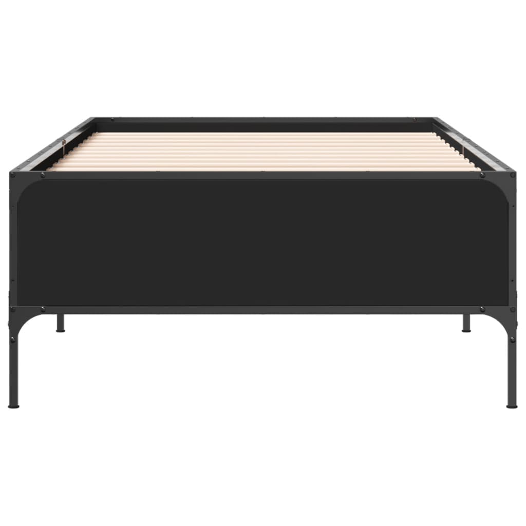 fekete szerelt fa és fém ágykeret 75 x 190 cm