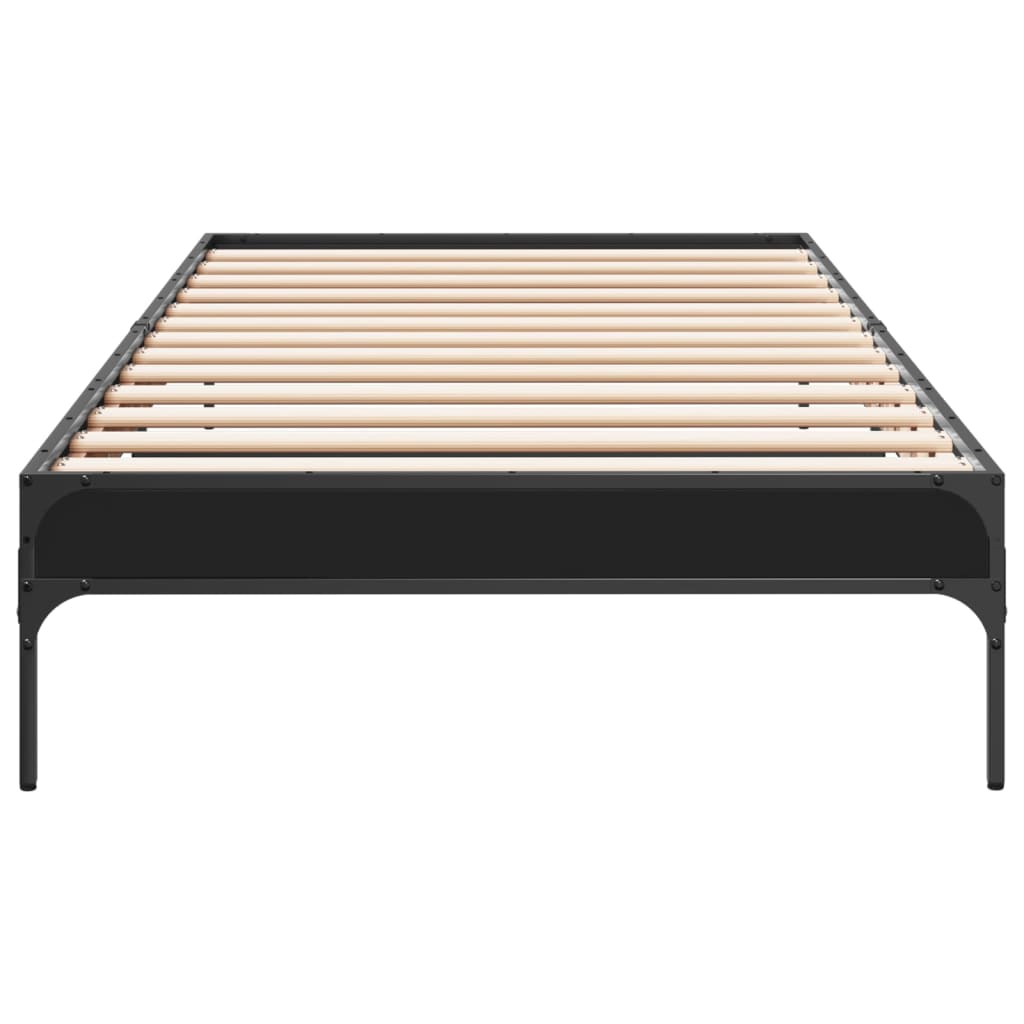 fekete szerelt fa és fém ágykeret 100 x 200 cm