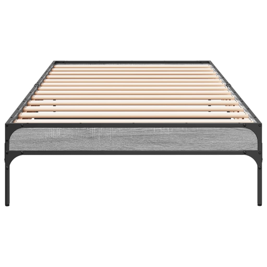 sonoma tölgyszínű szerelt fa és fém ágykeret 90 x 200 cm