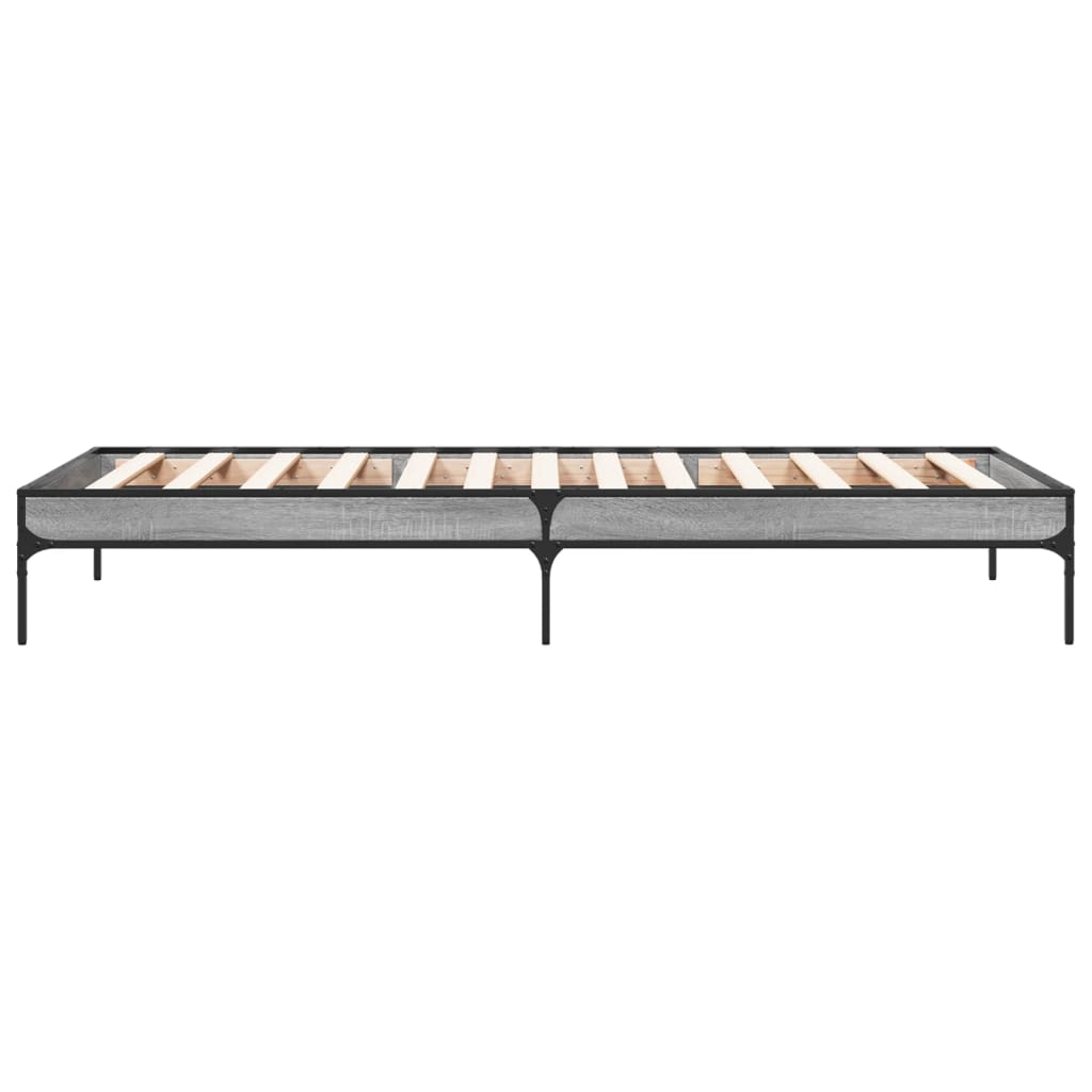 sonoma tölgyszínű szerelt fa és fém ágykeret 90 x 200 cm