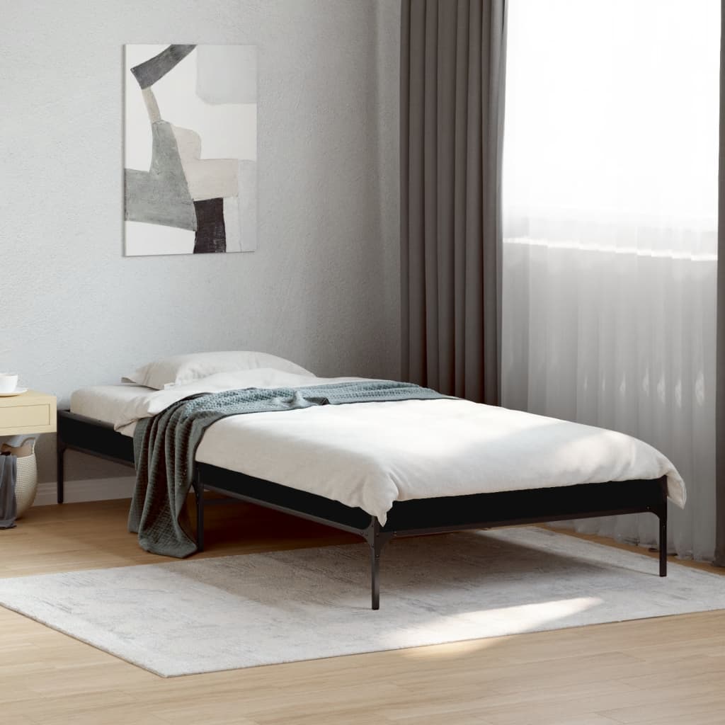 fekete szerelt fa és fém ágykeret 75 x 190 cm