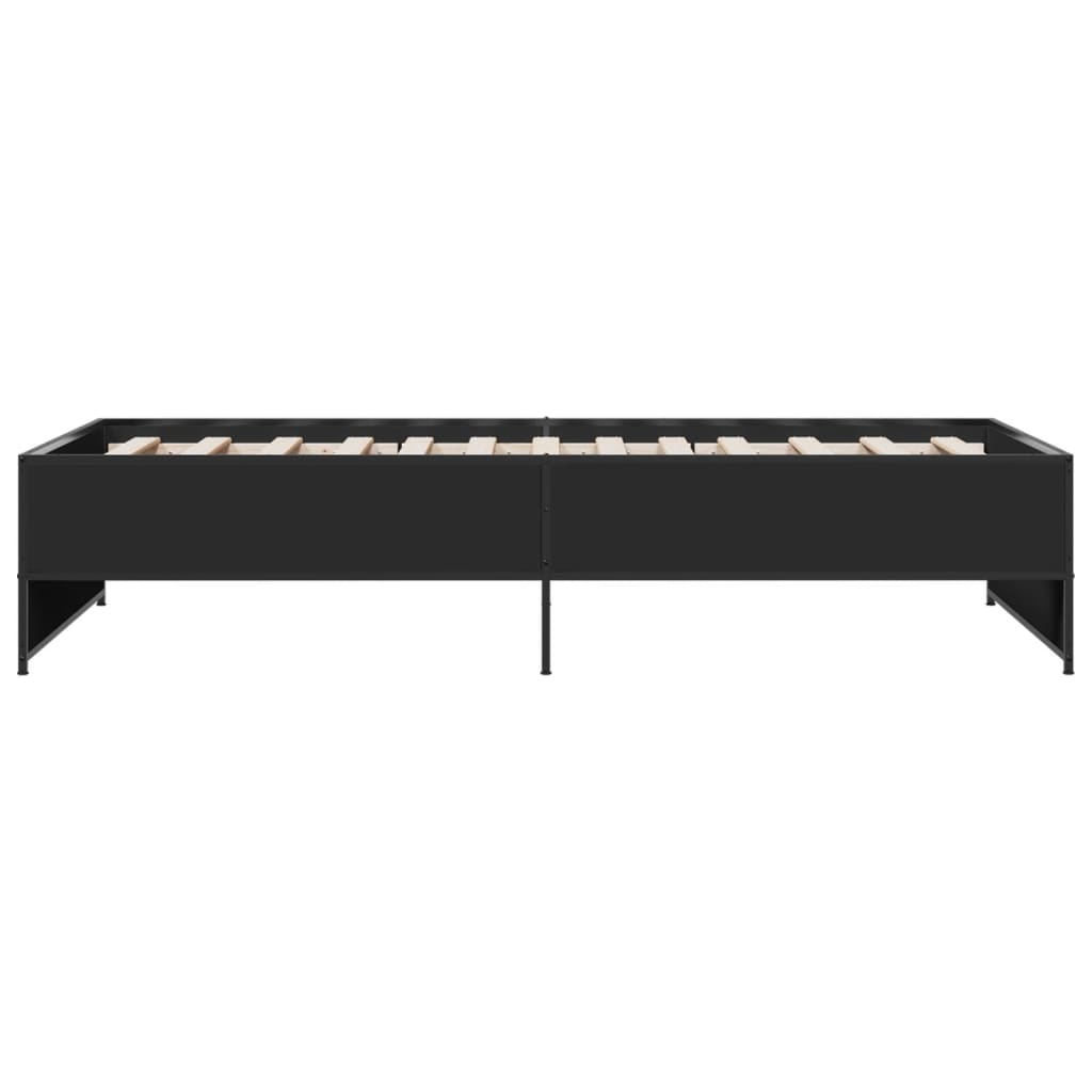fekete szerelt fa és fém ágykeret 100 x 200 cm
