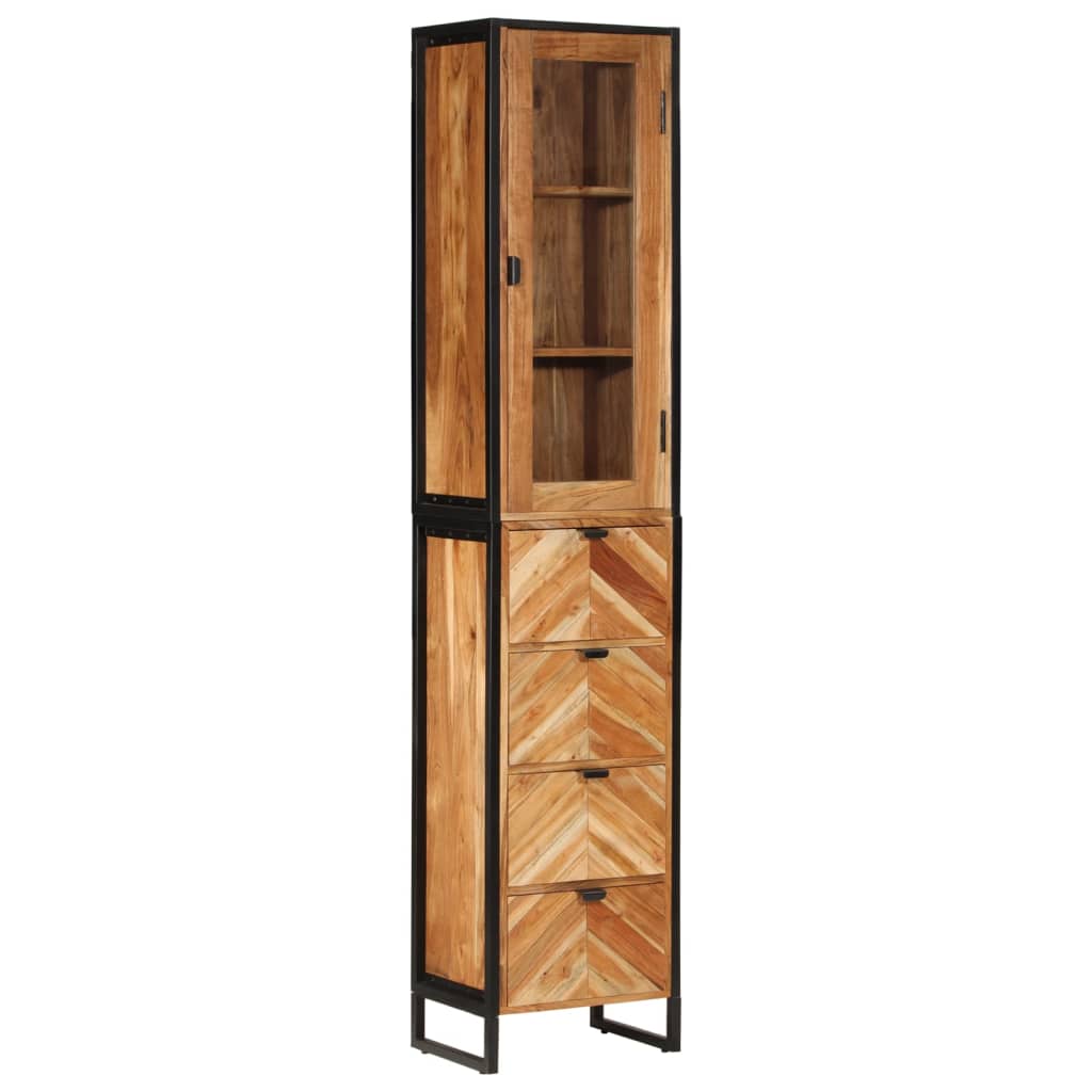 vas és tömör mangófa fürdőszobai szekrény 40 x 27 x 190 cm