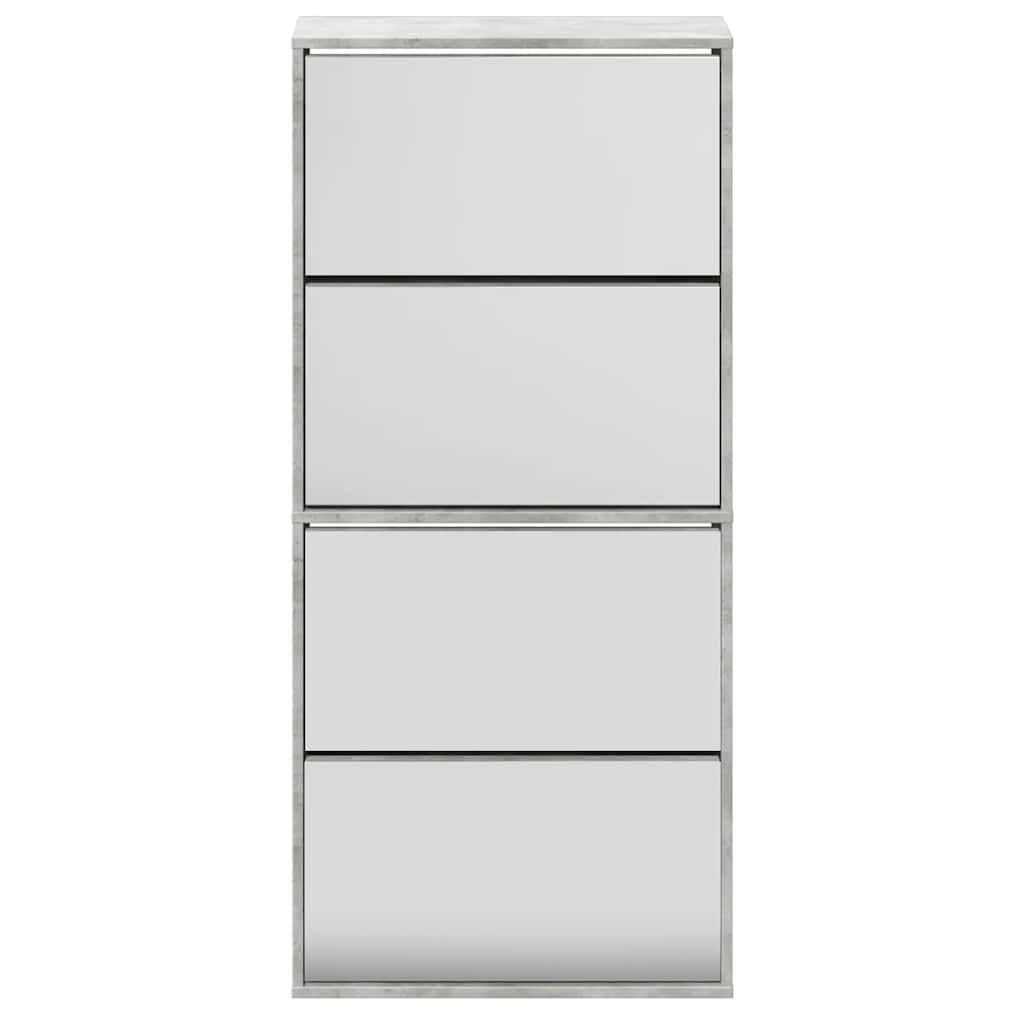 betonszürke 4 szintes cipőszekrény tükörrel 63 x 17 x 134 cm