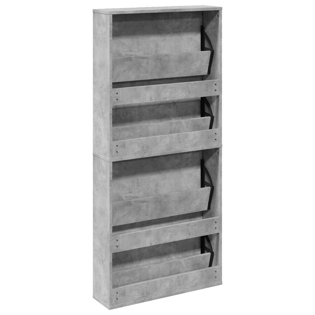 betonszürke 4 szintes cipőszekrény tükörrel 63 x 17 x 134 cm