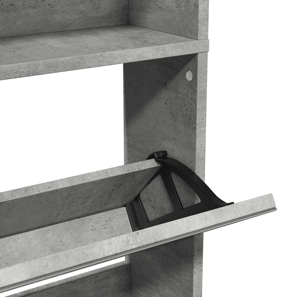 betonszürke 4 szintes cipőszekrény tükörrel 63 x 17 x 134 cm