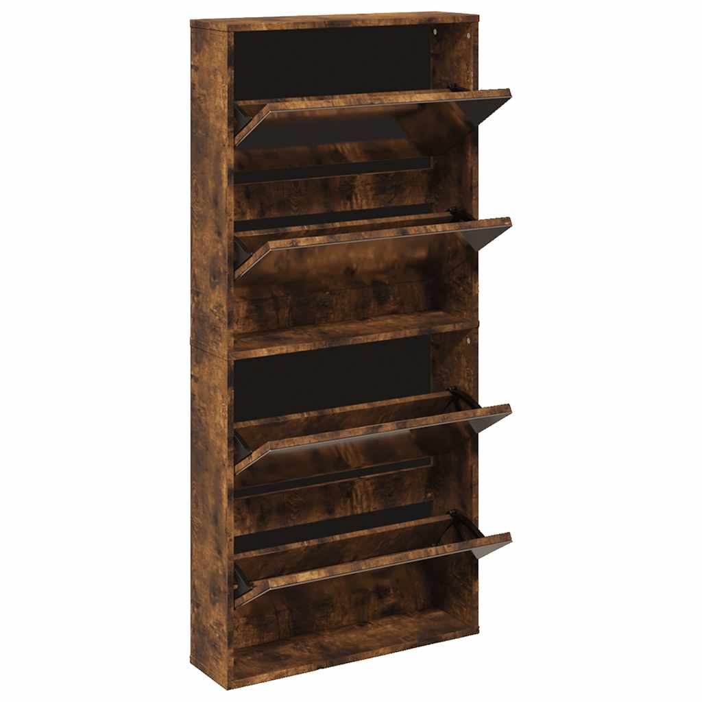 füstös tölgy 4 szintes cipőszekrény tükörrel 63 x 17 x 134 cm