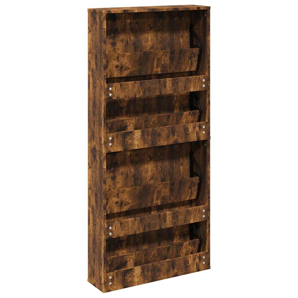 füstös tölgy 4 szintes cipőszekrény tükörrel 63 x 17 x 134 cm