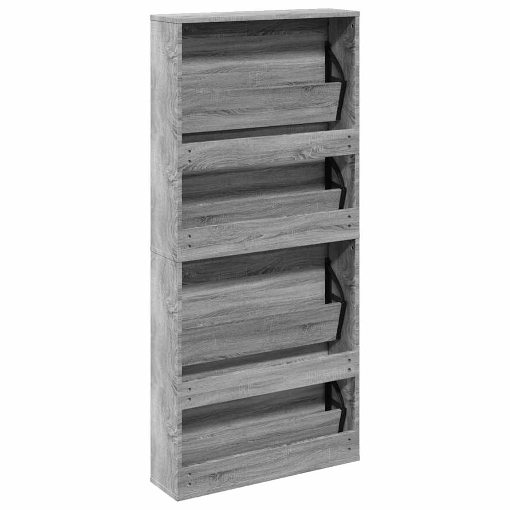 szürke sonoma 4 szintes cipőszekrény tükörrel 63 x 17 x 134 cm