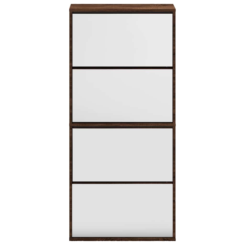 4 szintes barna tölgyszínű cipőszekrény tükörrel 63x17x134 cm