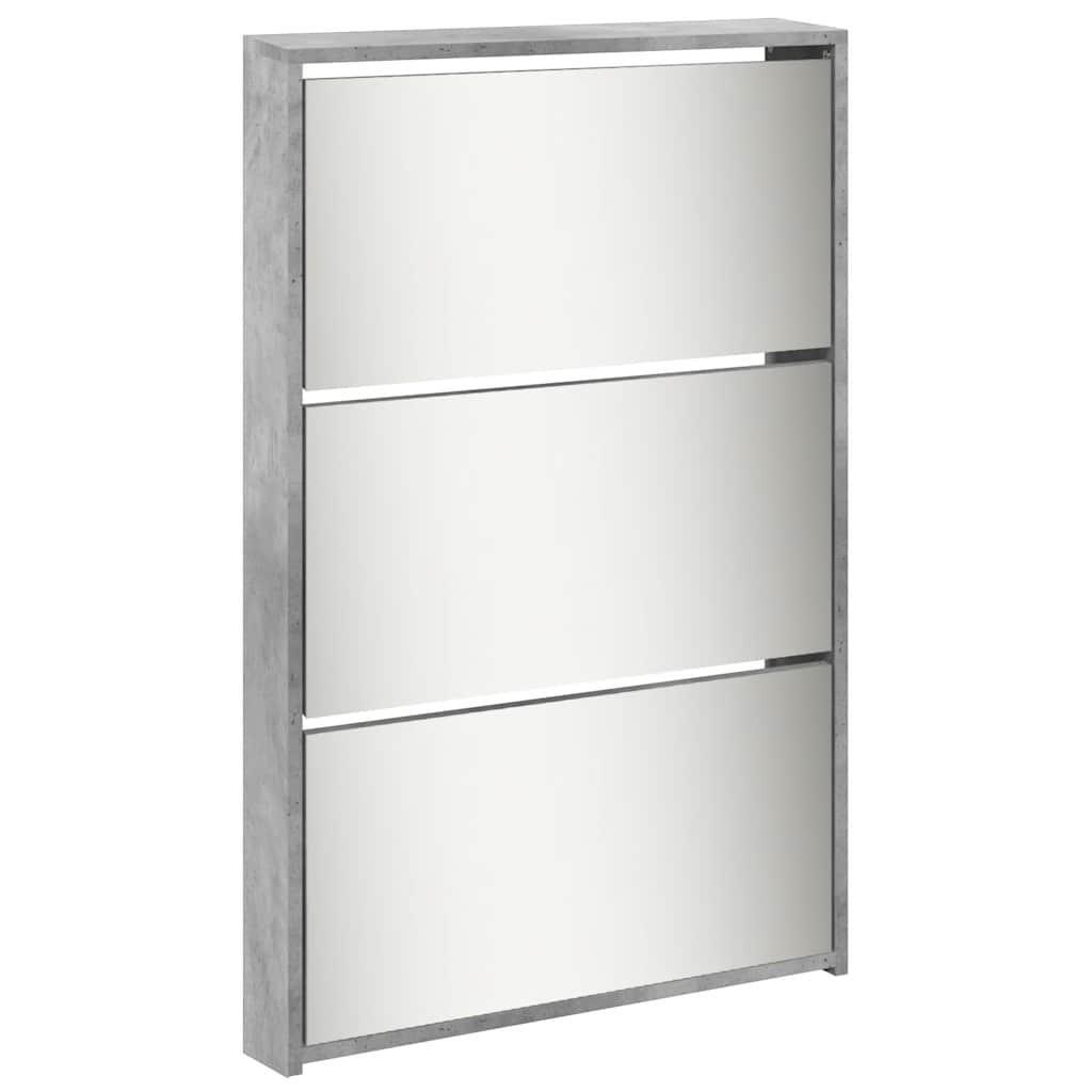 betonszürke 5 szintes cipőszekrény tükörrel 63 x 17 x 169,5 cm
