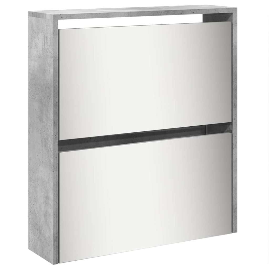 betonszürke 5 szintes cipőszekrény tükörrel 63 x 17 x 169,5 cm