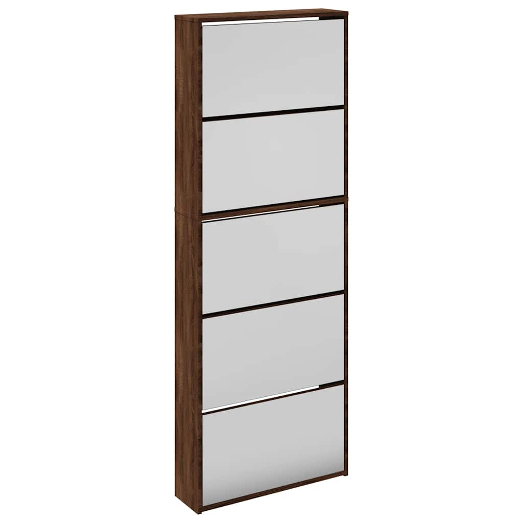 barna tölgy 5 szintes cipőszekrény tükörrel 63 x 17 x 169,5 cm