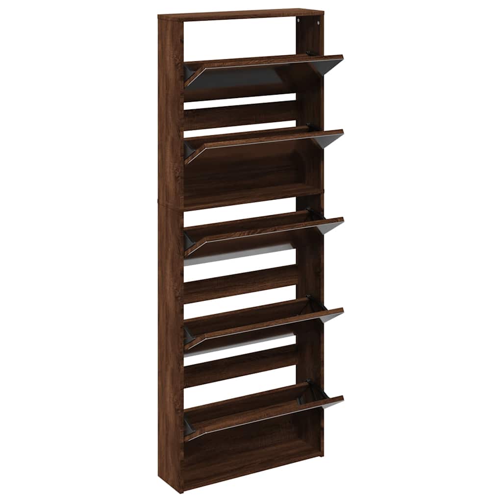 barna tölgy 5 szintes cipőszekrény tükörrel 63 x 17 x 169,5 cm