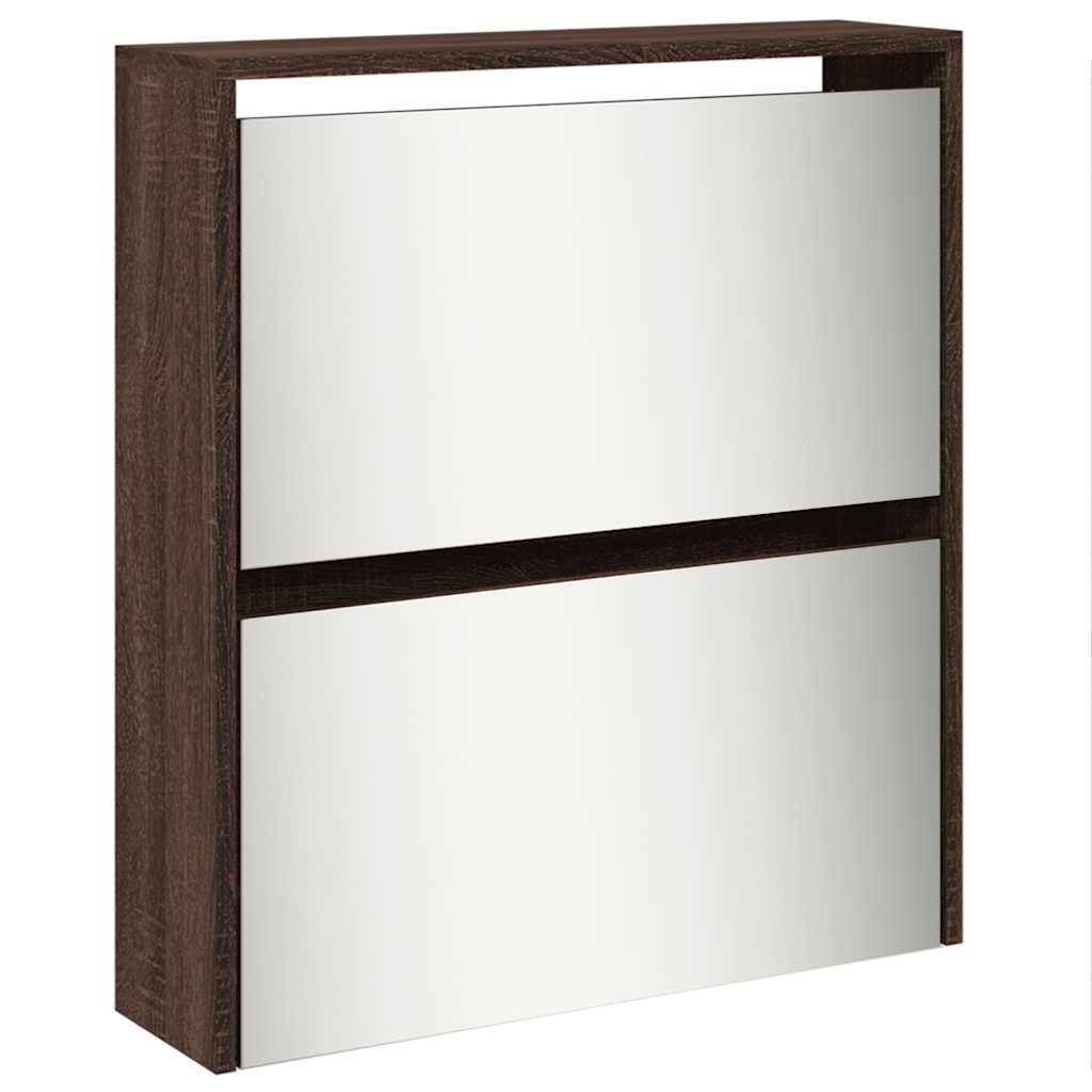 barna tölgy 5 szintes cipőszekrény tükörrel 63 x 17 x 169,5 cm