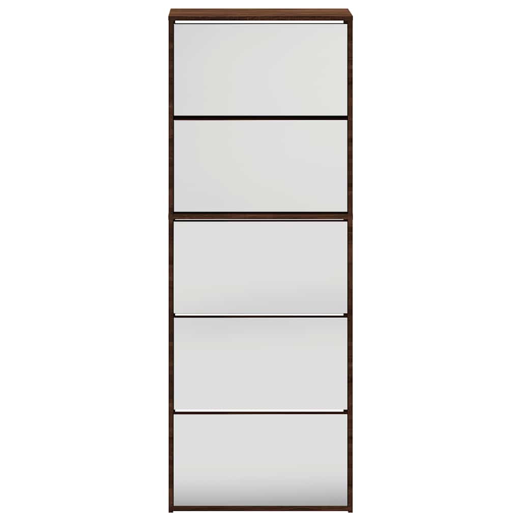 barna tölgy 5 szintes cipőszekrény tükörrel 63 x 17 x 169,5 cm