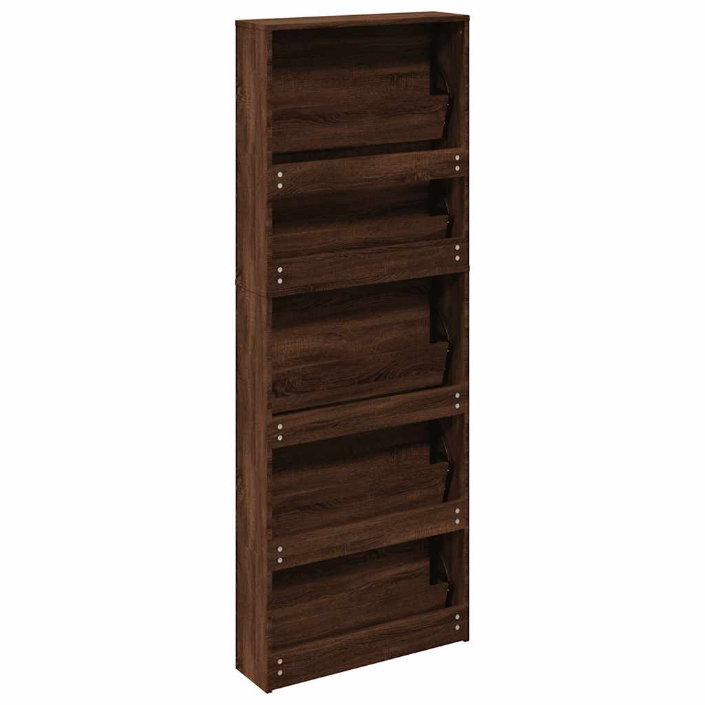 barna tölgy 5 szintes cipőszekrény tükörrel 63 x 17 x 169,5 cm