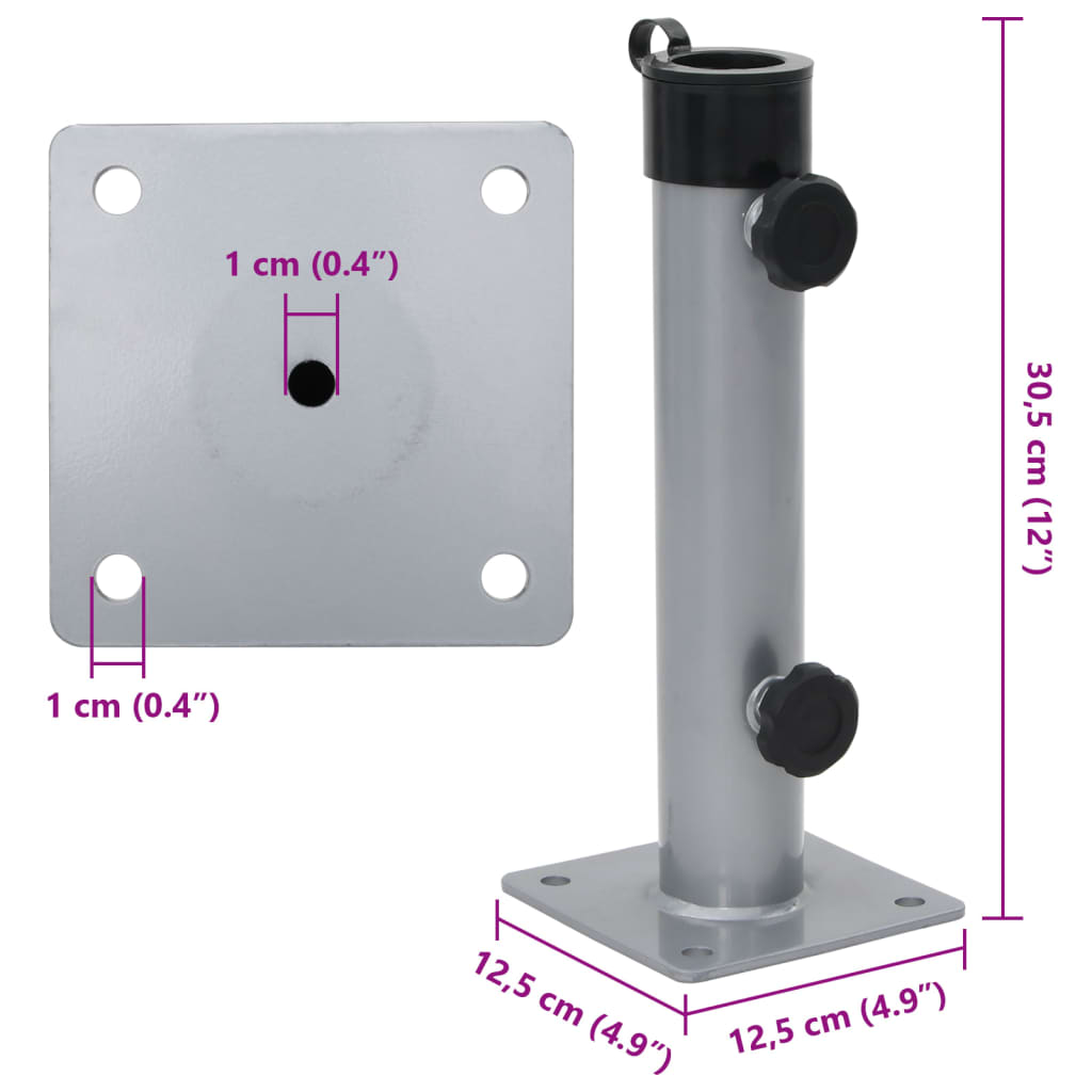 ezüstszínű acél napernyőtalp rúdhoz Ø38/48 mm