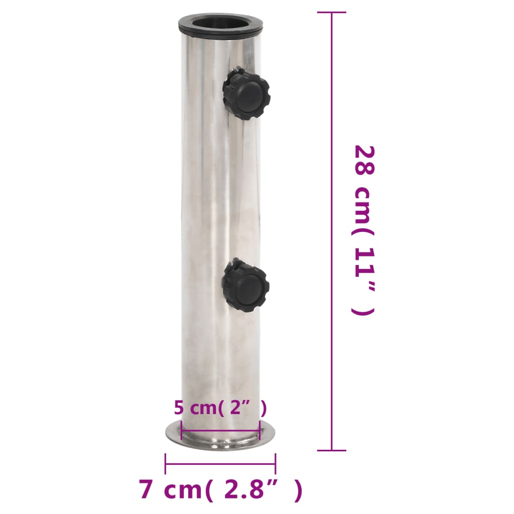 ezüstszínű rozsdamentes acél napernyőtalp rúdhoz Ø38/48 mm