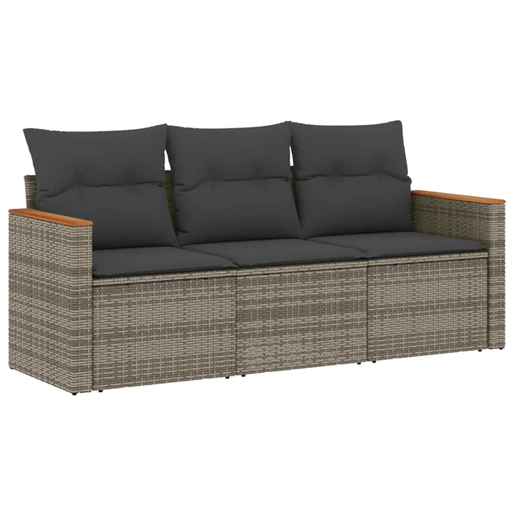 3 részes szürke polyrattan kerti ülőgarnitúra párnákkal
