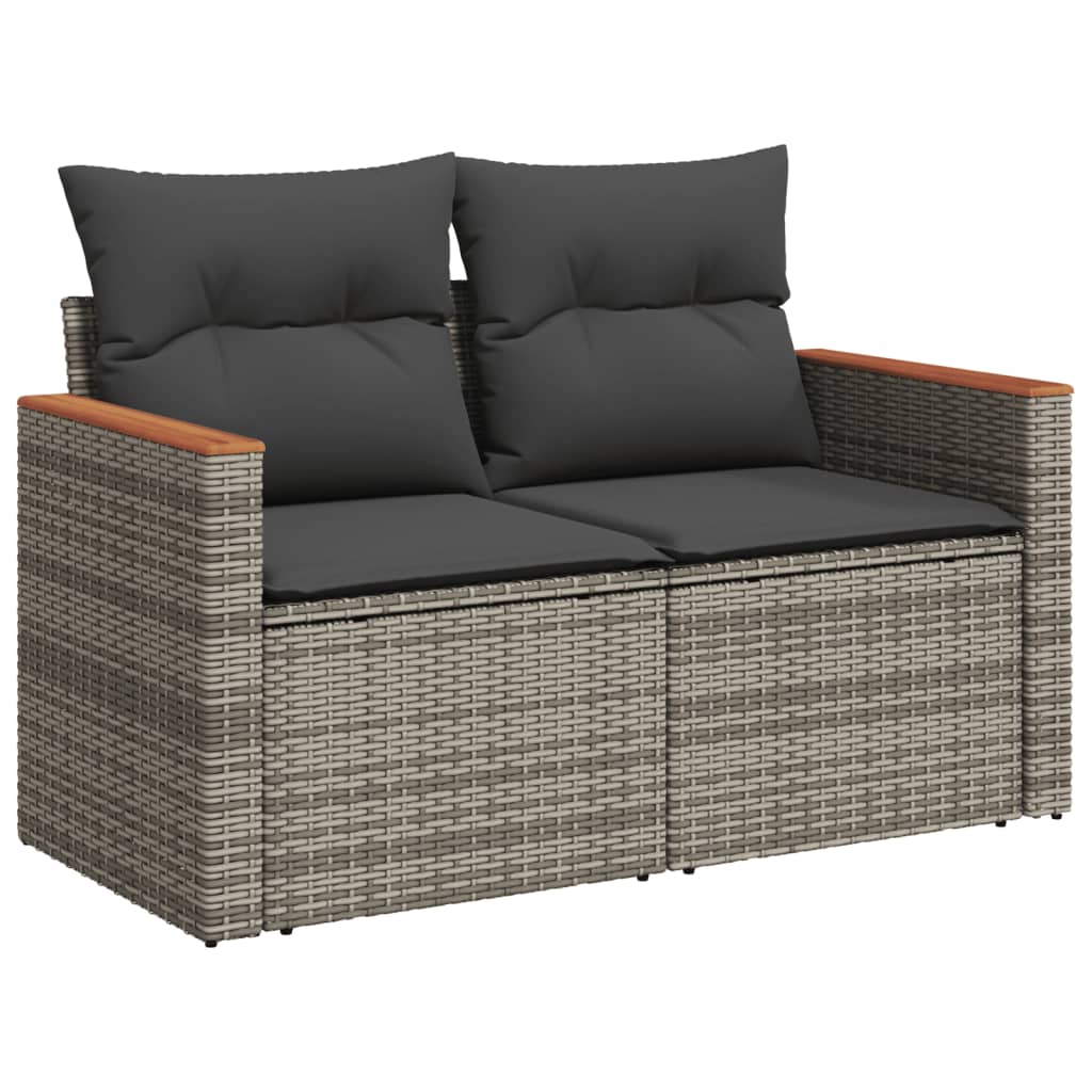 8 részes szürke polyrattan kerti ülőgarnitúra párnákkal