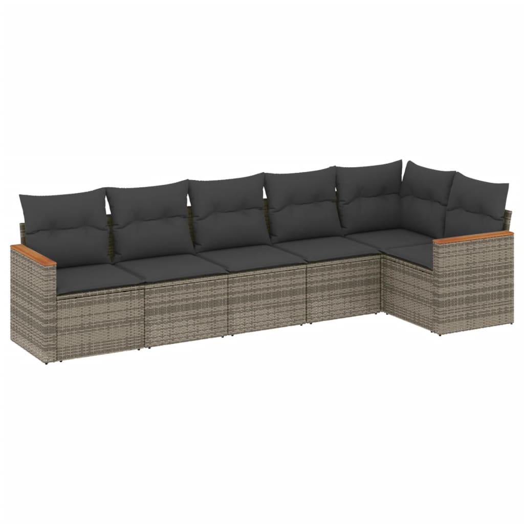 6 részes szürke polyrattan kerti ülőgarnitúra párnákkal