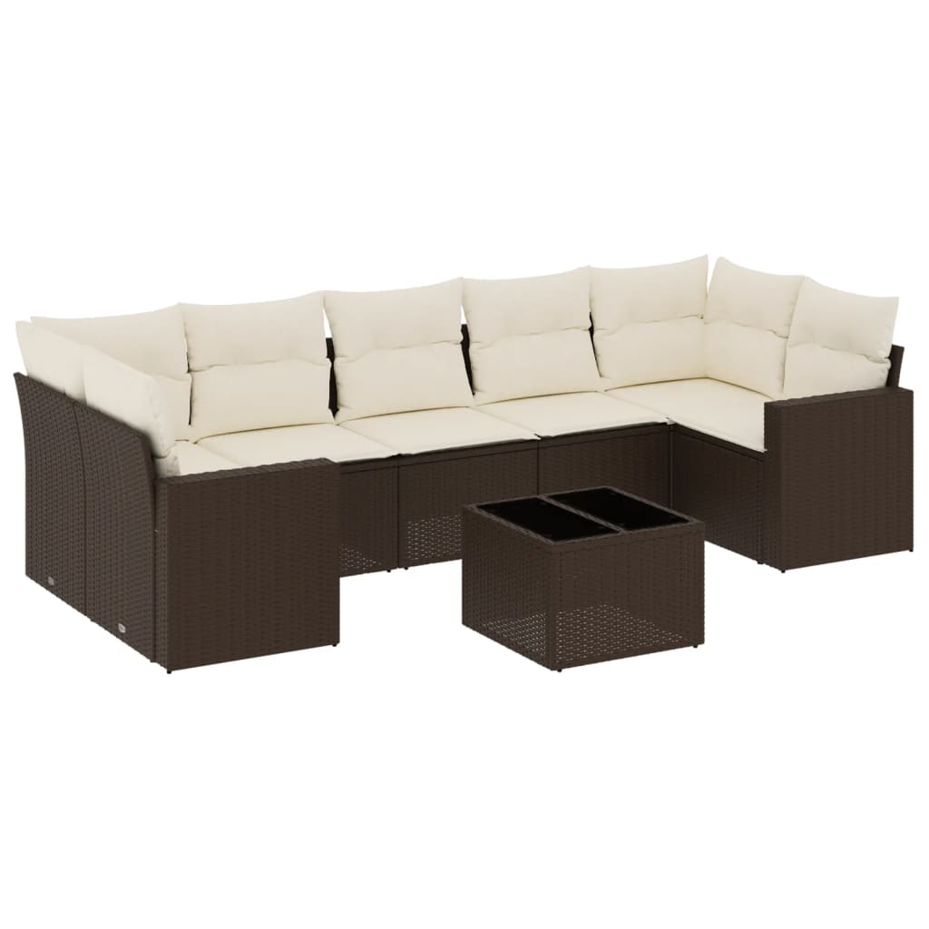 8 részes barna polyrattan kerti ülőgarnitúra párnákkal
