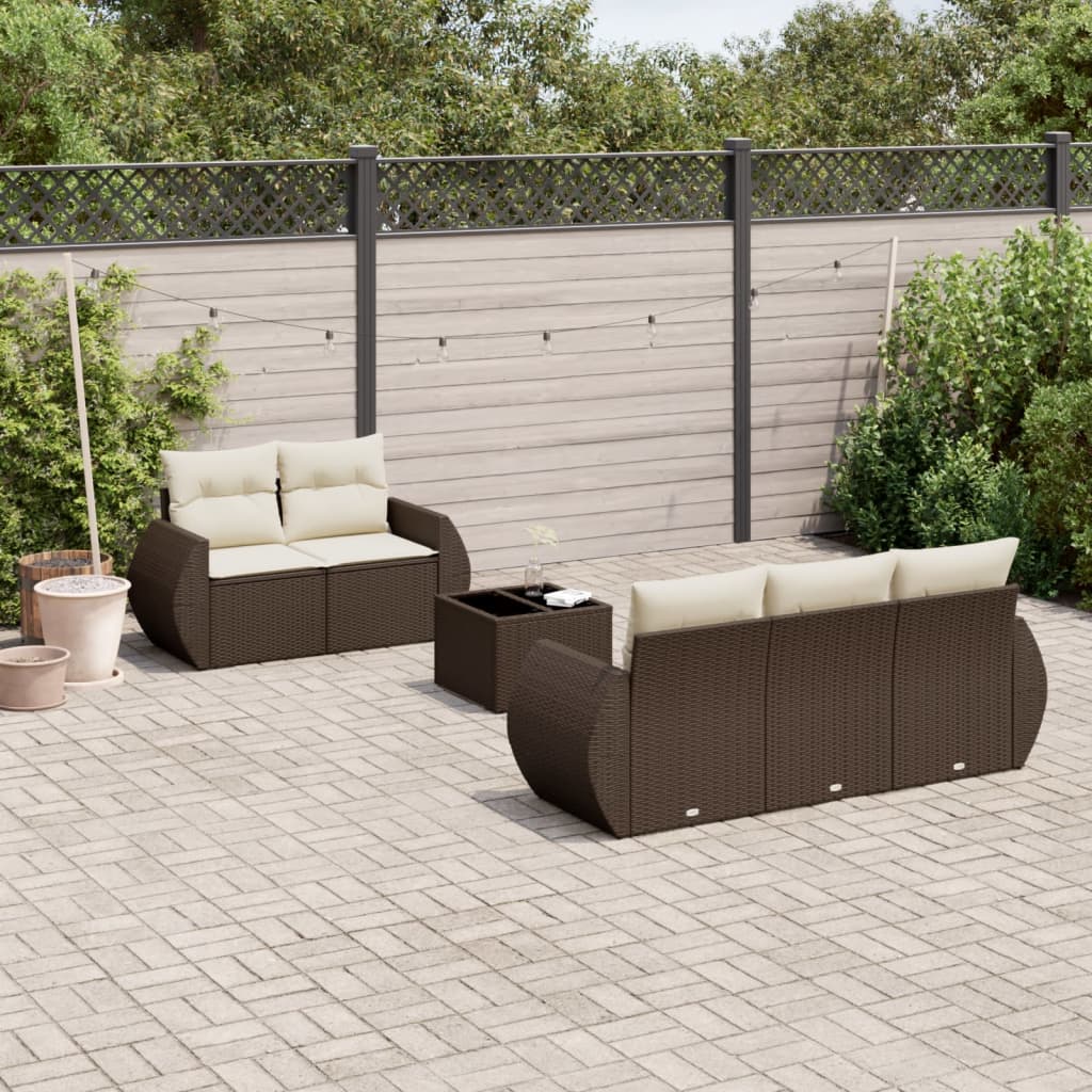 6 részes barna polyrattan kerti ülőgarnitúra párnával