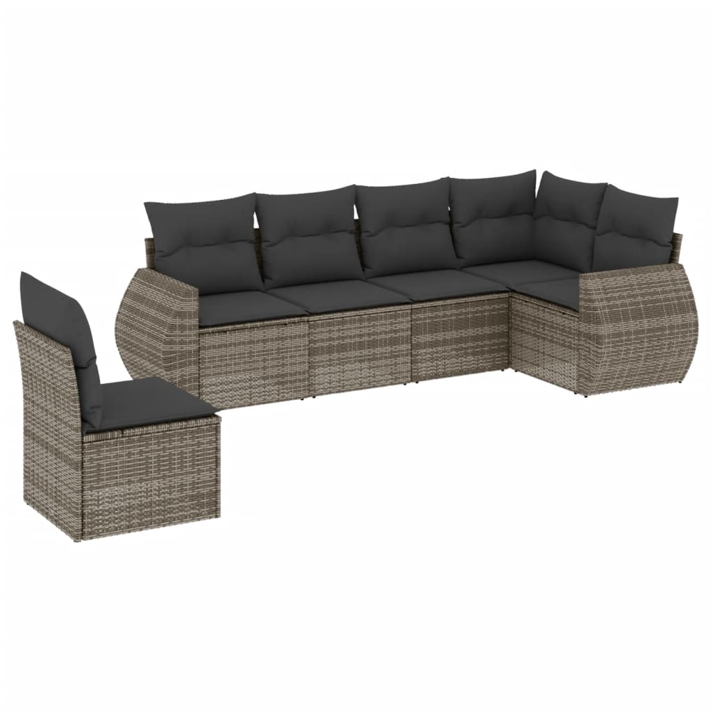 6 részes szürke polyrattan kerti ülőgarnitúra párnákkal