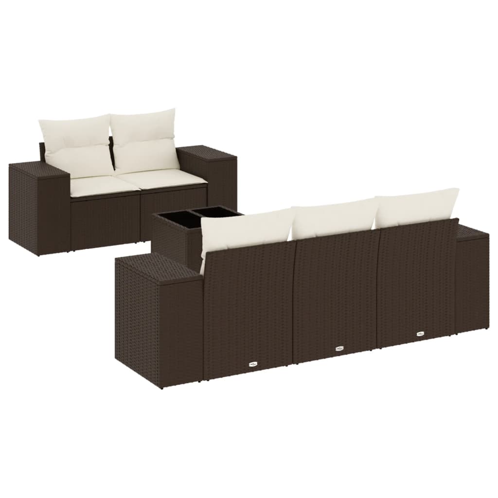 6 részes barna polyrattan kerti ülőgarnitúra párnával