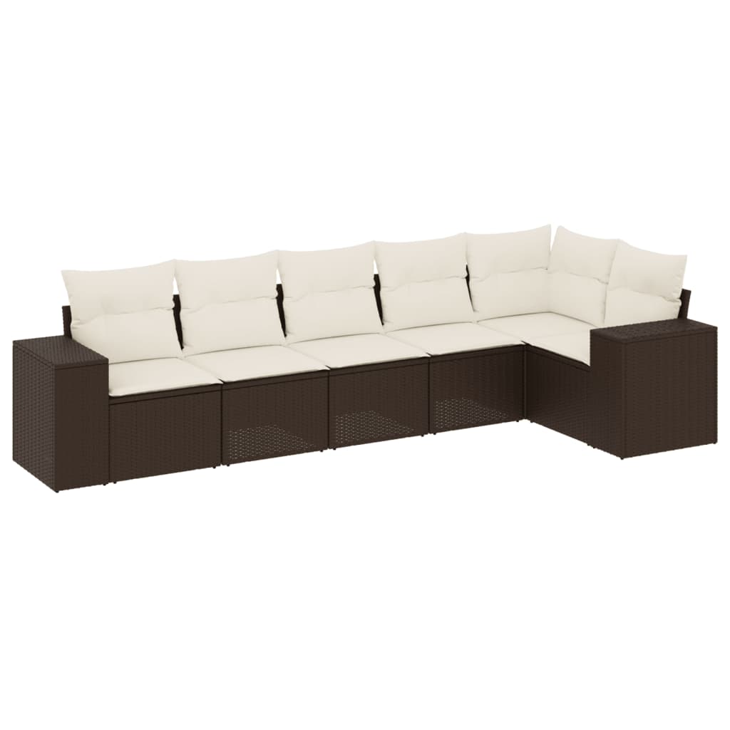 6 részes barna polyrattan kerti ülőgarnitúra párnával