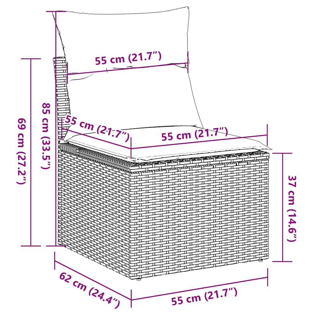 4 részes fekete polyrattan kerti ülőgarnitúra párnákkal