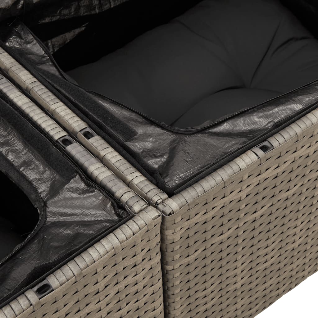 5 részes szürke polyrattan kerti ülőgarnitúra párnákkal