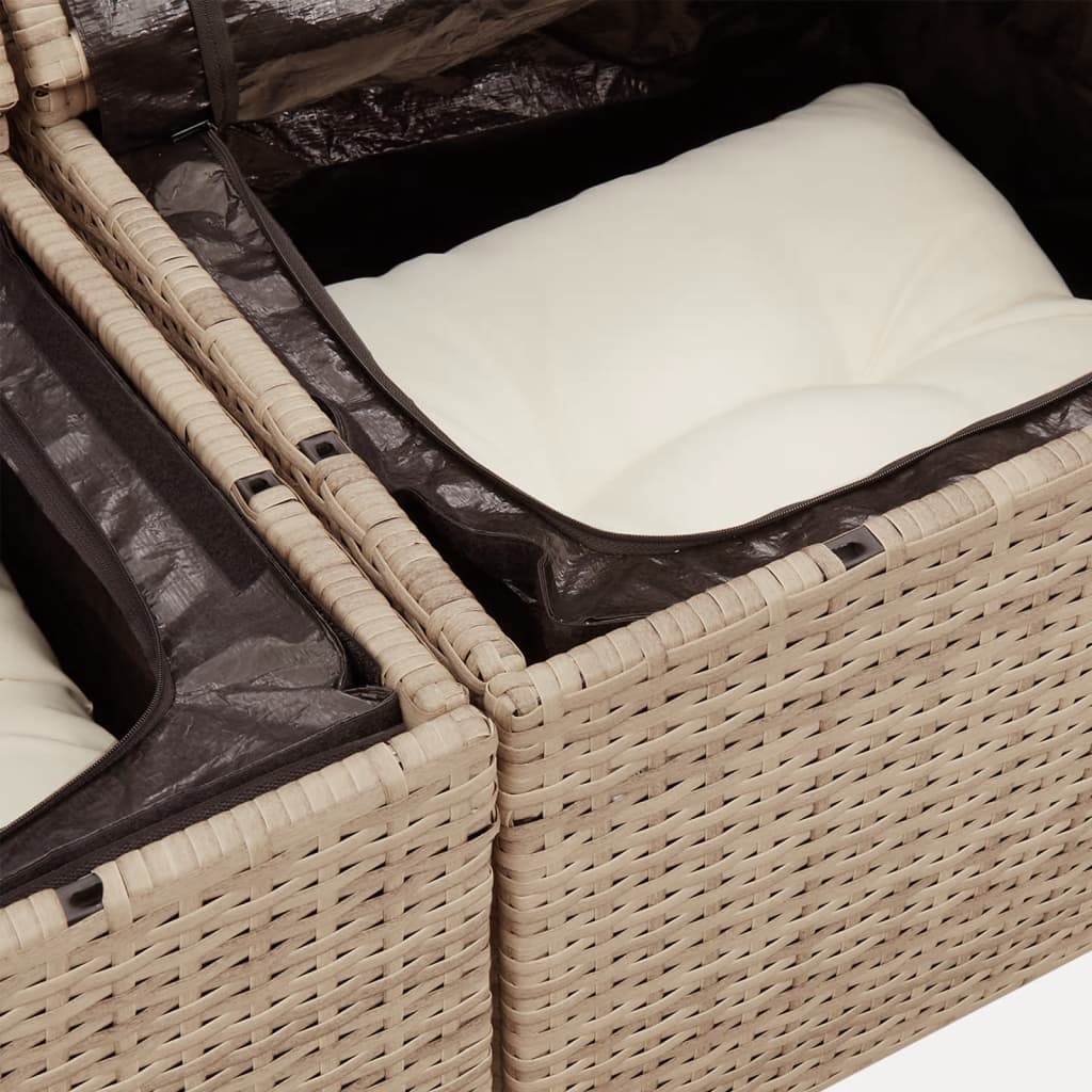 12 részes bézs polyrattan kerti ülőgarnitúra párnákkal