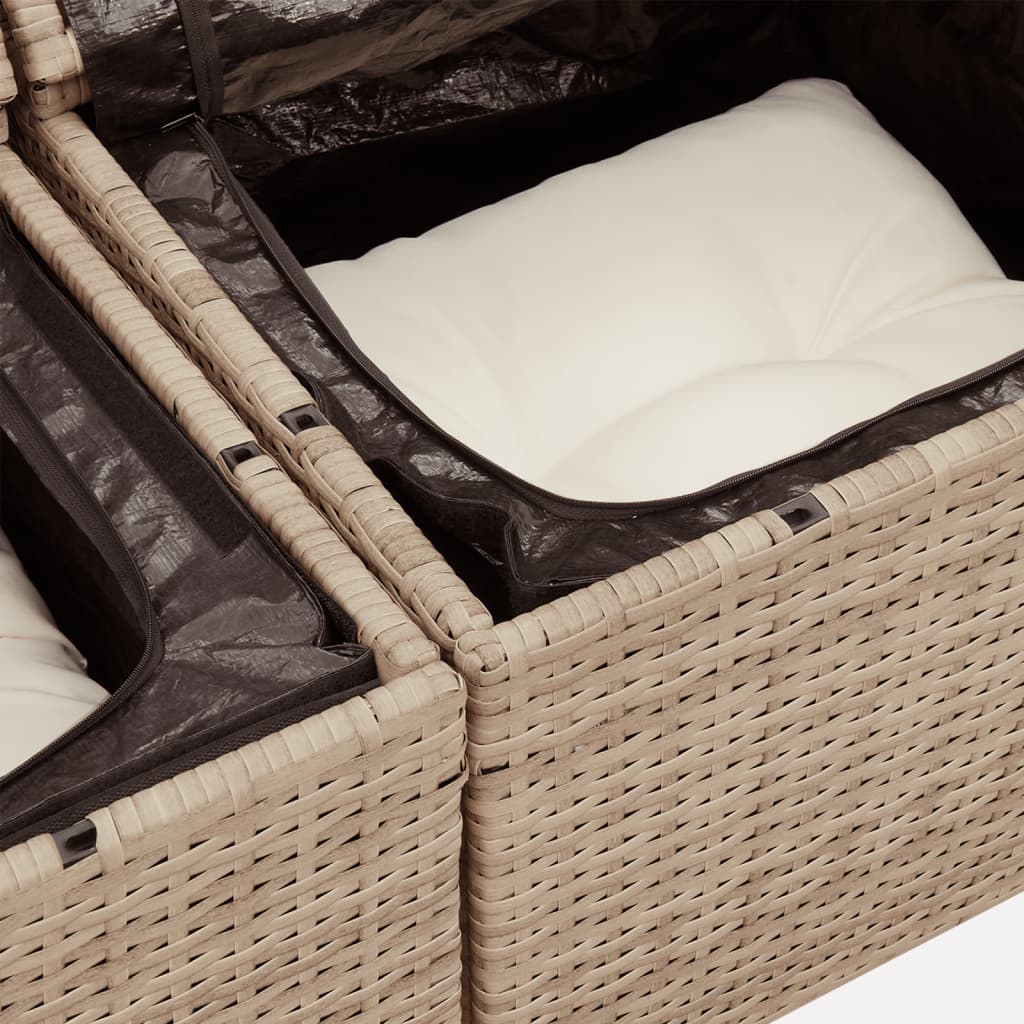 11 részes bézs polyrattan kerti ülőgarnitúra párnákkal