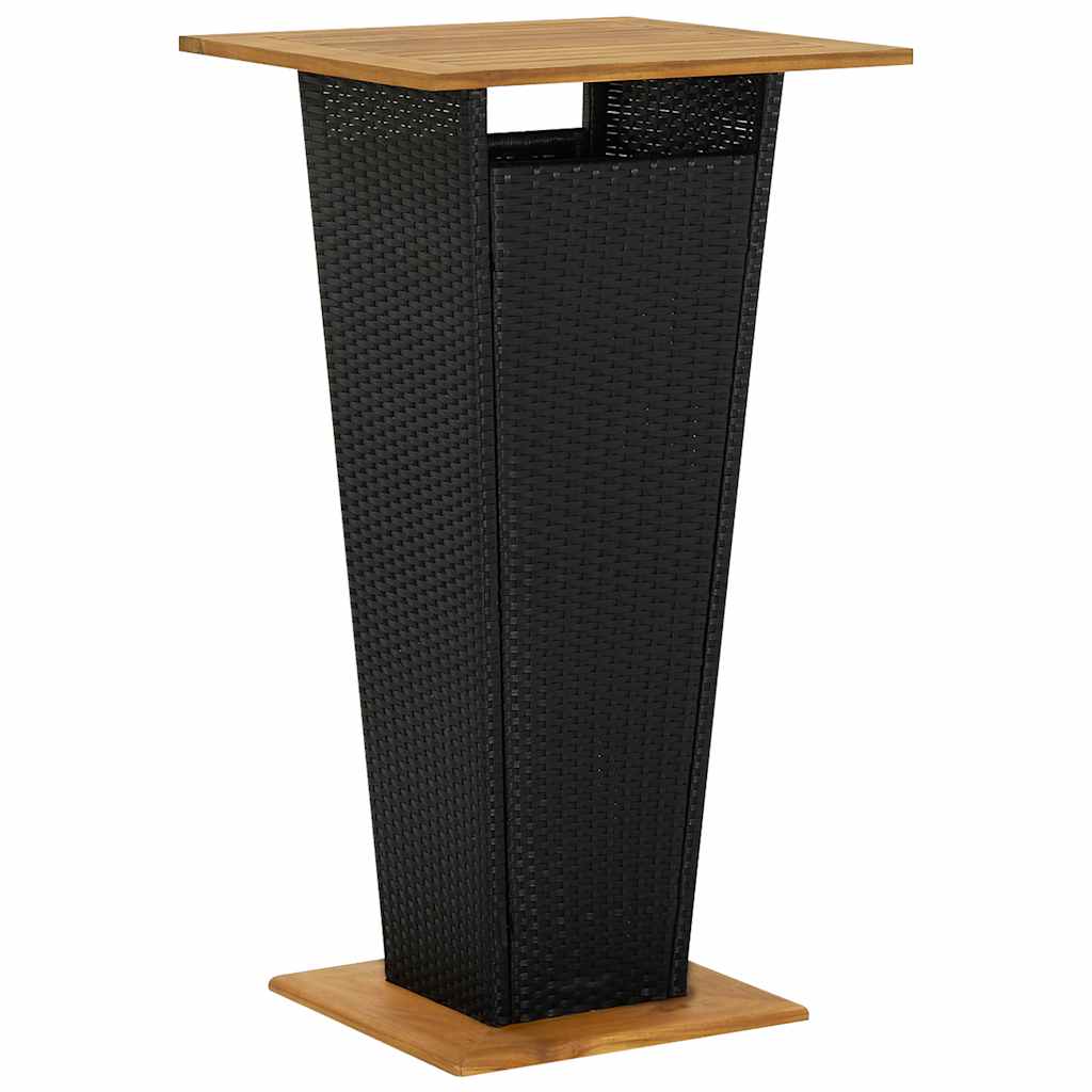 3 részes fekete polyrattan kerti bárszett párnával