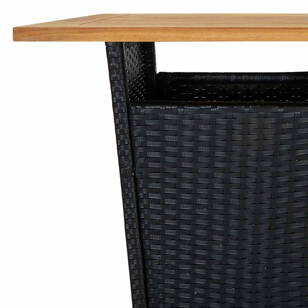 3 részes fekete polyrattan kerti bárszett párnával
