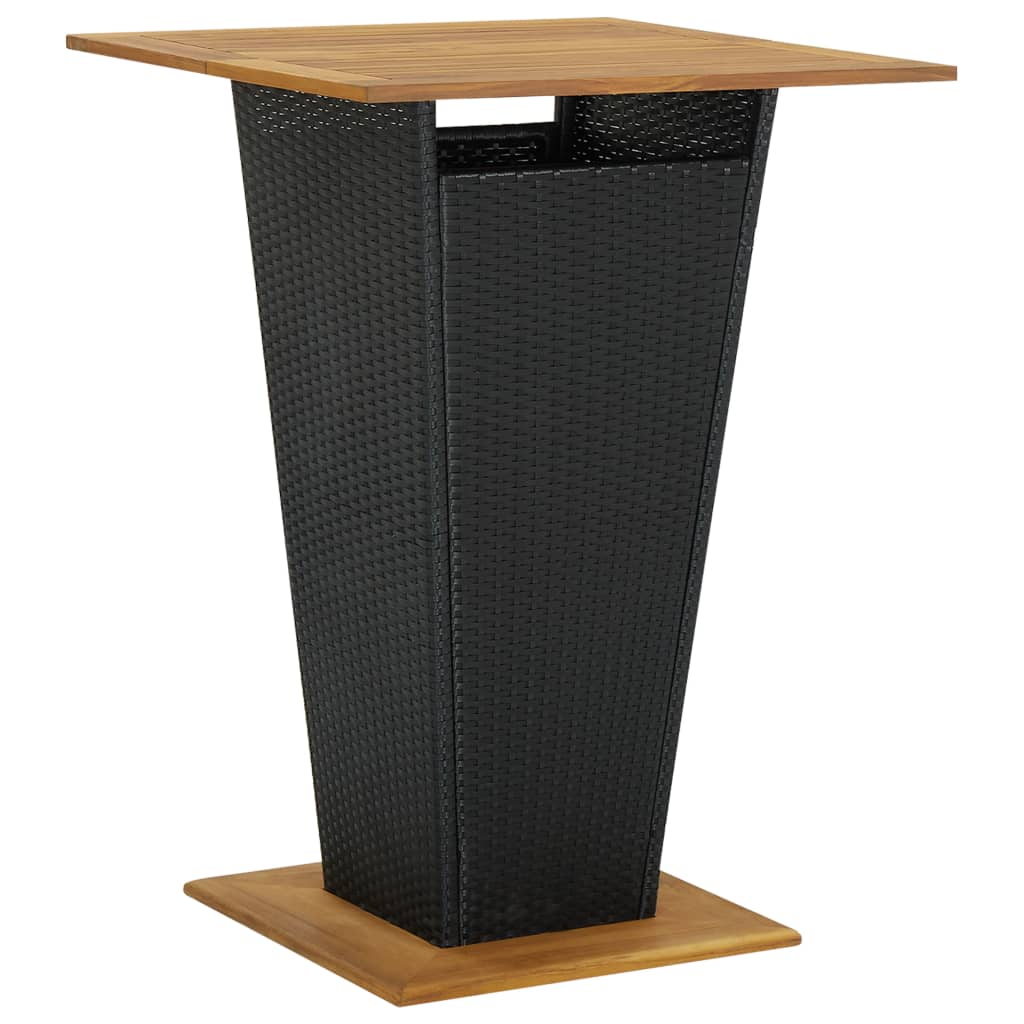 3 részes fekete polyrattan kerti bárszett párnával