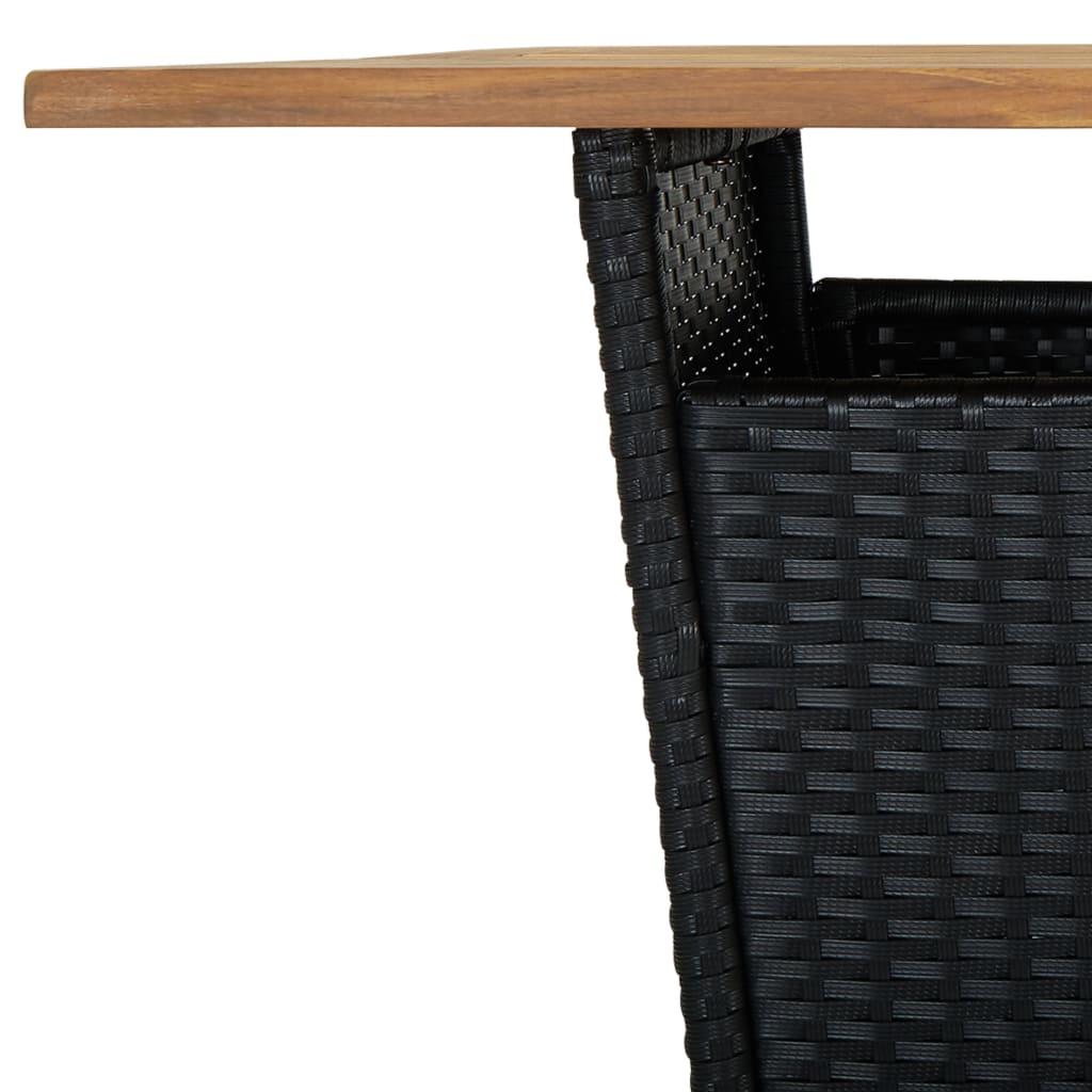 3 részes fekete polyrattan kerti bárszett párnával