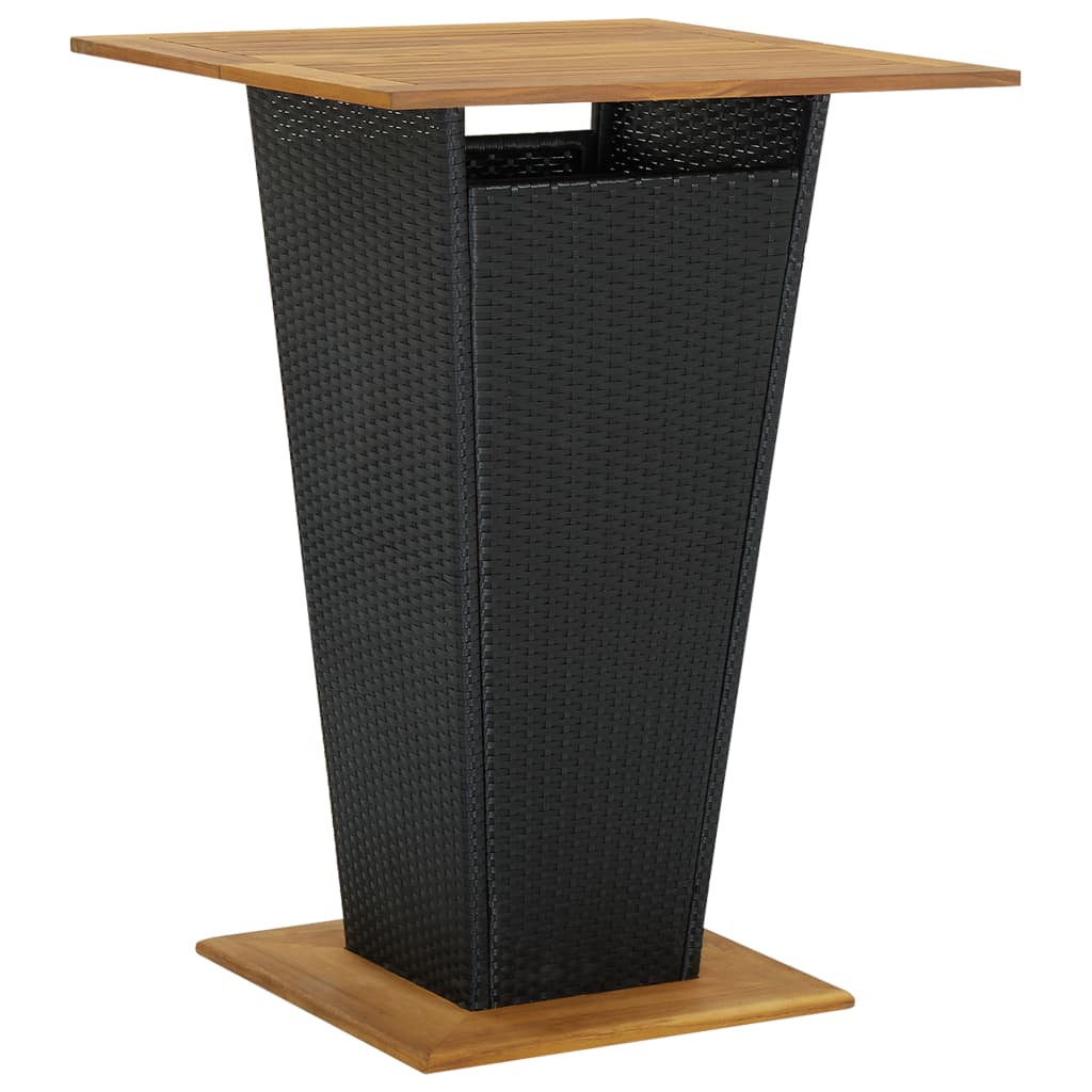 5 részes fekete polyrattan kerti bárszett párnával