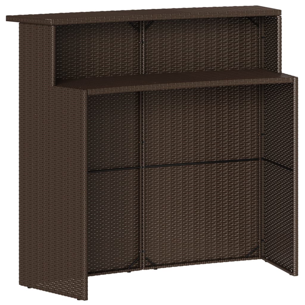 5 részes barna polyrattan kerti bárszett párnákkal