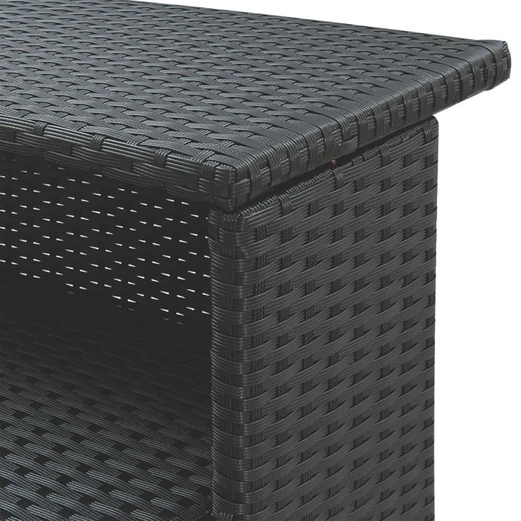 3 részes fekete polyrattan kerti bárszett párnával